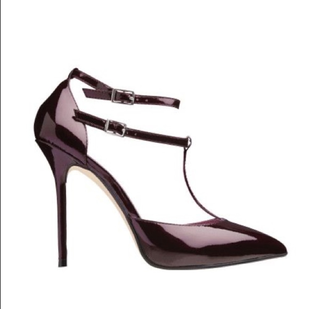 David Dixon patent leather t-strap heels